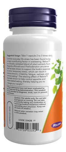 Supplement Now Relora 300 Mg 60 Cápsulas Vegetarianas
