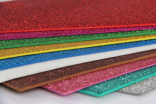 Imagen 2 de 8 de Goma Eva Gibre Gibreada Glitter 60 X 40 Cm X 10 Planchas