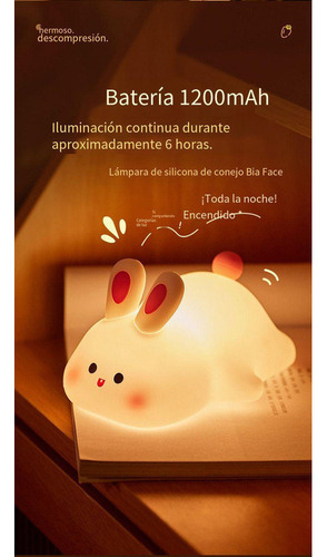 Y Luz Nocturna De Conejo De Silicona Con Temporizador