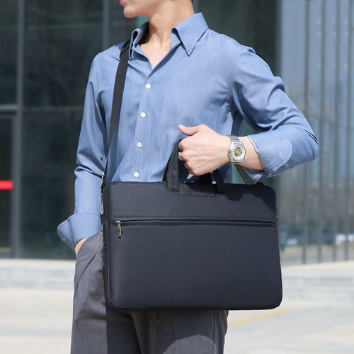 Capa Notebook 15.6 Polegadas Case Pasta Para Macbook Air Pro M1 M2 15 Maleta Executiva Masculina Feminina Para Laptop Lenovo Samsung Acer Impermeável Com Alça De Ombro Transversal Lebag Cor Preta