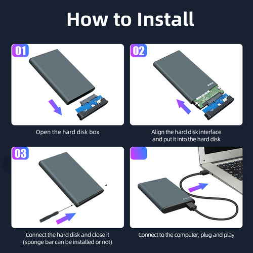 Gitifo Case Para Discos-Duros Externo S a t a 5gbps ,carcasa Discos-Duros 2.5 In Usb 3.0 Apoyar A Uasp+capacidad 4tb F30168-b