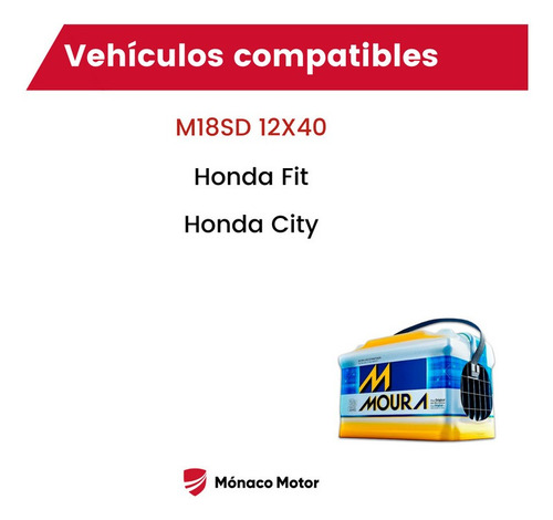 Batería Moura M18sd 12x40 - Honda City