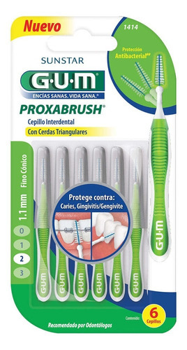 Cepillo Interdental Gum Proxabrush 1414 Fino 6u 1.1mm Flexib
