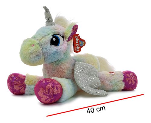 Unicornio Jaspeado Echado Mueve Alas 40 Cm Ploppy 390035