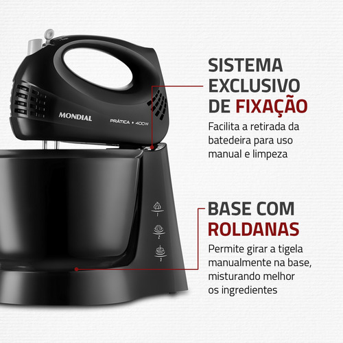 Batedeira Prática 400w 3,6 Litros B-44-b Preto Mondial 60hz