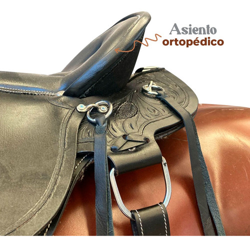 Montura Vaquera Texana Vaqueta ¡premium! Argolla En Bastos Negro-fuste16