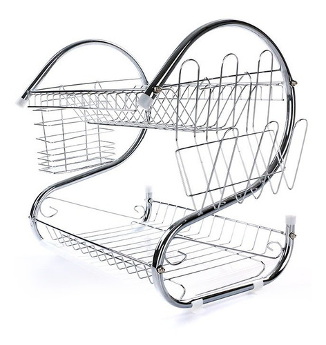 Imagen 8 de 10 de Secaplatos Escurridor De Platos Y Cubiertos Acero 2 Niveles