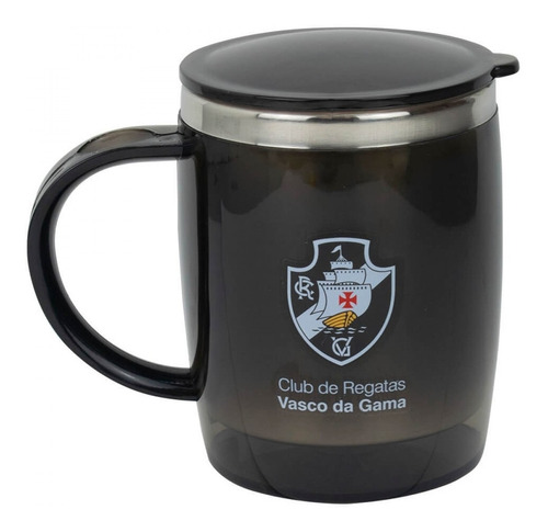 Caneca Térmica Com Tampa Time Vasco Licenciado 450 Ml Cor Preto