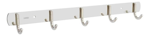Suporte De Parede 5 Ganchos Inox P/ Utensilios Objetos Roupa