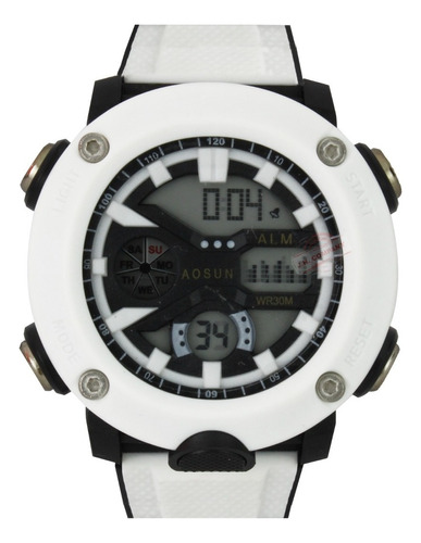 Reloj Digital Para Hombre Militar Sport Sumergible Led Correa Blanco