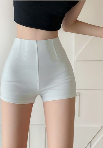 Shorts Apertados Brancos De Cintura Alta Para Mulheres