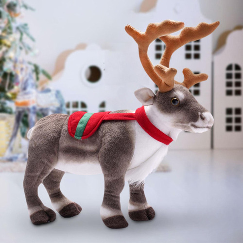 Muñeco De Peluche Navideño Con Forma De Reno Suave Con Cuern