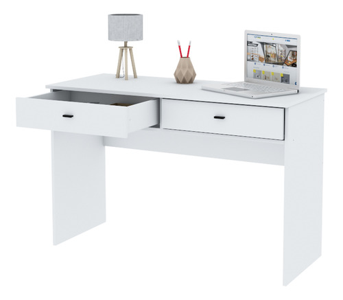 Escritorio Con 2 Cajones Paralelos Blanco Centro Estant