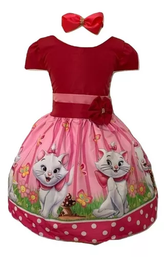 FANTASIA INFANTIL GATINHA MARIE VESTIDO BRANCO GATA LUXO