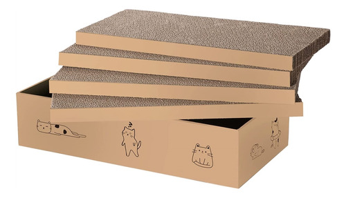 Almohadilla Para Rascar Gatos Con Caja Reversible 4 Unidades