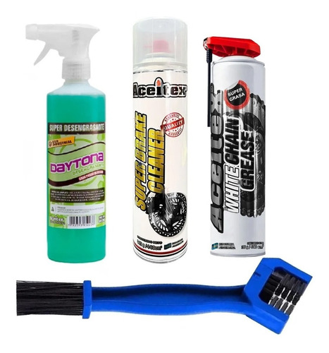 Kit Limpiador Lubricante Aceitex Bla Cepillo Moto Bici Sia++