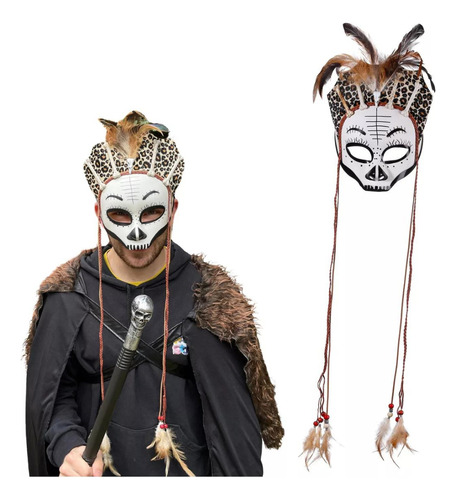 Mascara Careta Disfraz Indio Plumas Indigena Maya Halloween Antifaz Maya