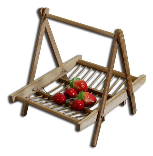 Cesta Canasto Organizador Plegable De Bamboo Terraza Frutas