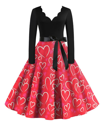 Vestido Fiesta Noche Ama Casa Estampado Dia San Valentin 68