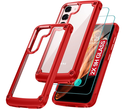 Funda Oterkin Case Clear Para Galaxy S23 Bizel Rojo