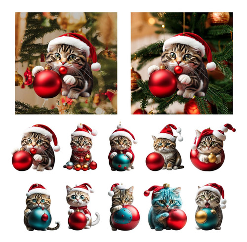 Adornos Navideños Para Gatos, Decoración Colgante