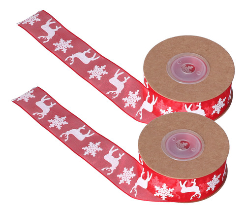 Cintas Para Manualidades, 2 Rollos De Cinta Navideña Con Est