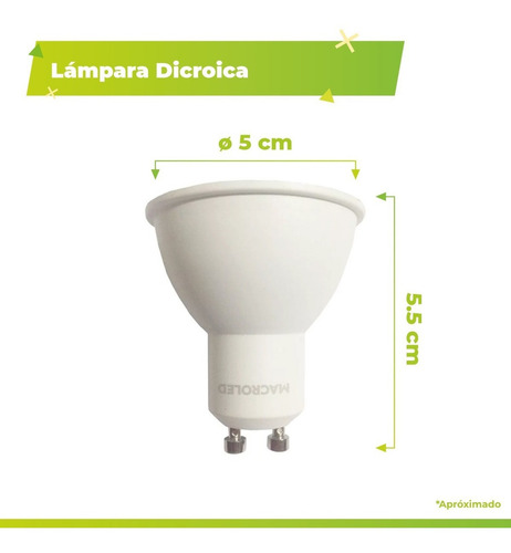 Foco led Macroled CPS-DP-GU10-20 Dicroica color blanco cálido 7W 100V/240V 3000K 480lm