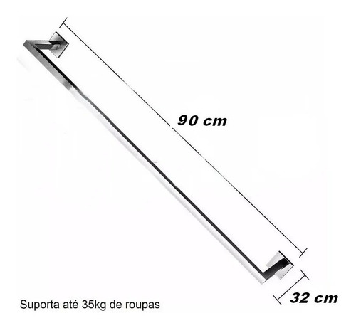 Kit 2 Arara Inox De Parede Cabideiro Luxo Para Lojas 100 Cm