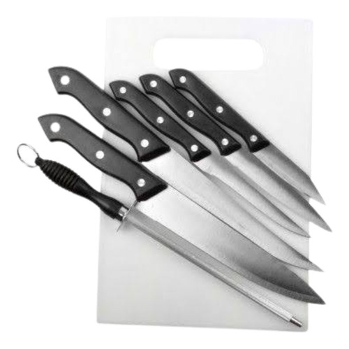 Imagem 4 de 5 de Jogo De Faca Inox Conjunto C/7 Pcs Preto