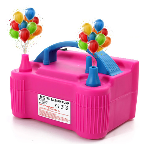 Inflador Compressor Bomba Balões Bexigas Festas 110v 2 Bicos Cor Rosa