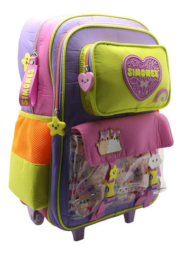 Mochila Mushi Simones Si935 Escolar Carro 18p Color Violeta