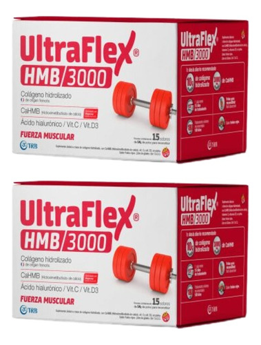 2un Ultraflex Hmb 3000 Colageno En Polvo 15 Sobres De 14g