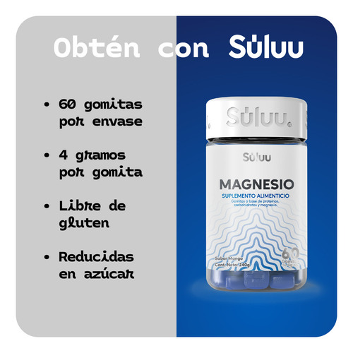 Magnesio 60 Gomitas Súluu 100 Mg Sabor Mango