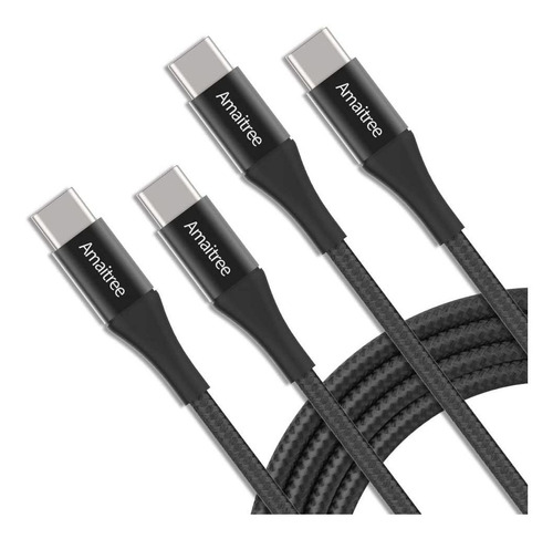 2 Cables Cargadores Usb C A Usb C Negros 4 Pies