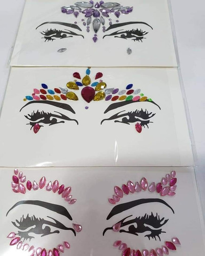 Adesivo De Rosto Kit C/ 12 Strass Carnaval Fantasia Atacado