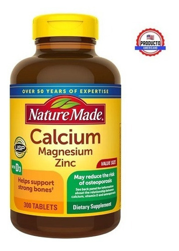 Nature Made Calcio Magnesio Y Zinc De 300 Tabletas Sabor Sin sabor