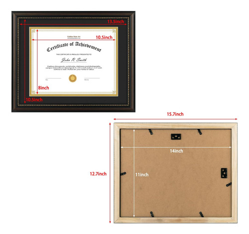 Golden State Art, Marco De Diploma De 8,5 X 11, Madera Maciz