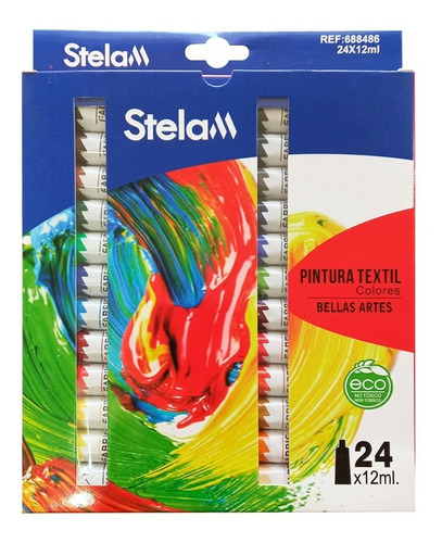 Set De Pintura Para Tela 24 Colores X 12ml