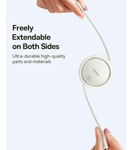 Baseus Usb-c Mini Cable De Carga Retráctil De 100 W, Blanco