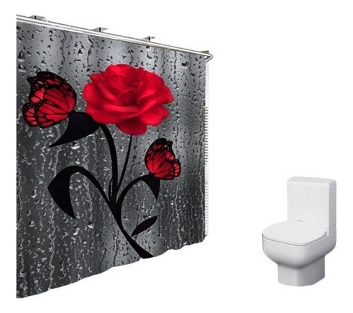 Cortina De Ducha Con Gancho Para Baño, Diseño Rosa