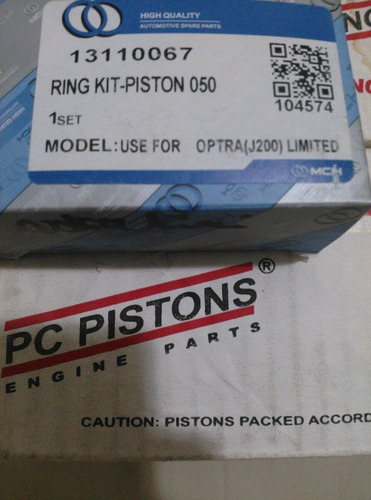 Juego De Pistones Y Anillos Aros Optra Limited 0.20