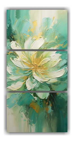 75x150cm Cuadro Decorativo Estilo Floral En Tonos Verdes Par