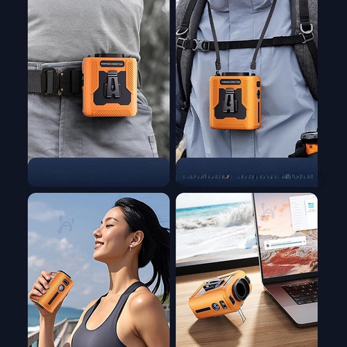 Ventilador De Clip De Cintura Portátil, Dispositivo Naranja