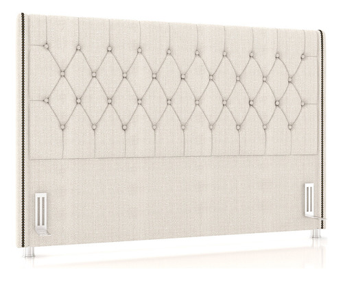 Cabeceira Box Queen 160cm Estofada Frizza Linho Creme