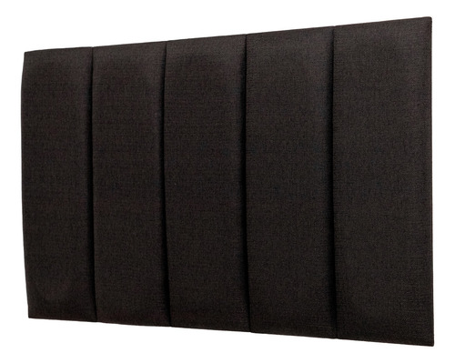 Cabeceira Solteiro Modelar Casa Estofada Modular Ripada Adesiva Com 5 Placas 60x20 Medida Montada 100x60cm Na Cor Linho Preto