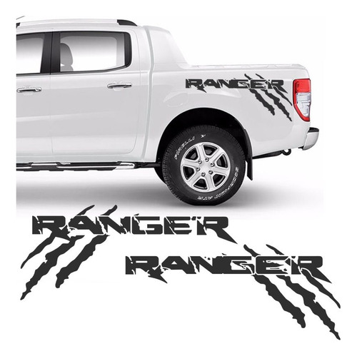 Kit Faixa Ford Ranger Garras 13/19 Adesivo Lateral Grafite