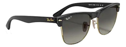 Gafas de sol polarizados Ray-Ban Clubmaster Oversized Standard con marco de nailon color matte black, lente grey degradada, varilla matte black de nailon - RB4175