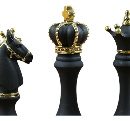 3 Estatuas De Ajedrez Internacionales, Piezas De Negro