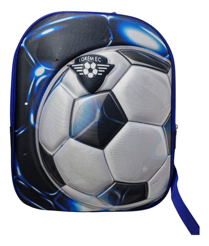 Mochila Escolar Estampado Balón En 3 D, Luces Led Preescolar Azul Liso