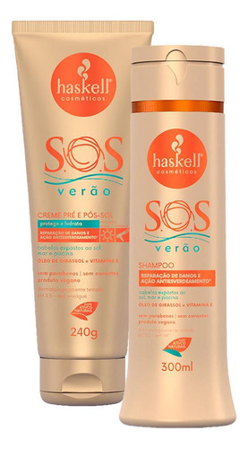 Kit Haskell Sos Verao Shampoo 300 Creme Pré/pós Sol